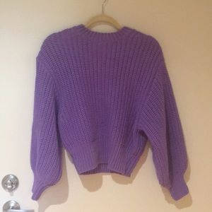 & Other Stores Purple Cable Knit Sweater